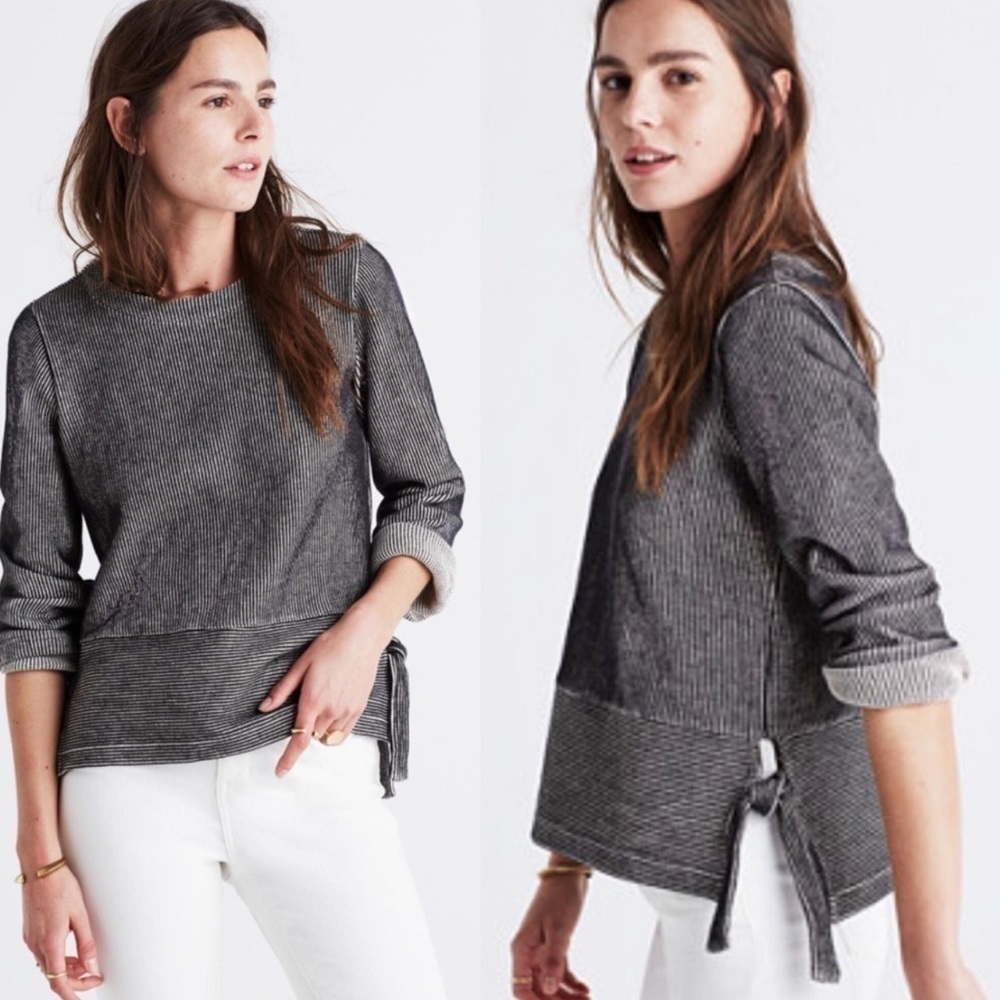 Madewell French Rib Side-Tie Pullover Sweater Top Small
